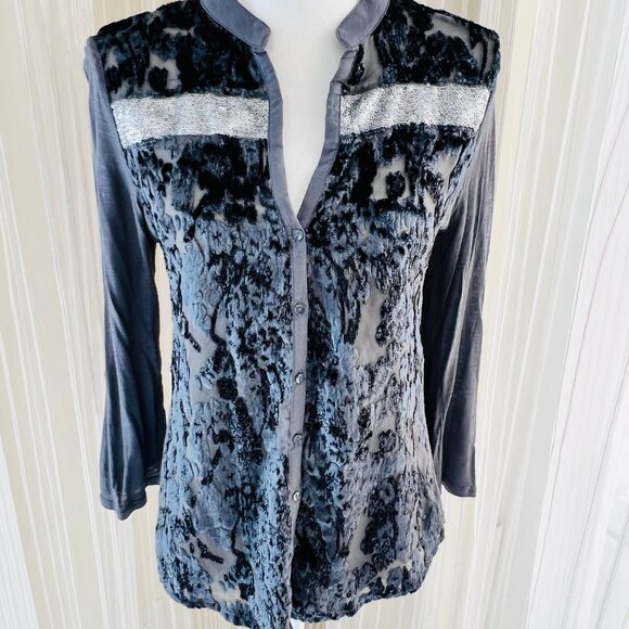 TINY by Anthropologie Velvet Silk Burnout w/Sequin - Picture 3 of 9